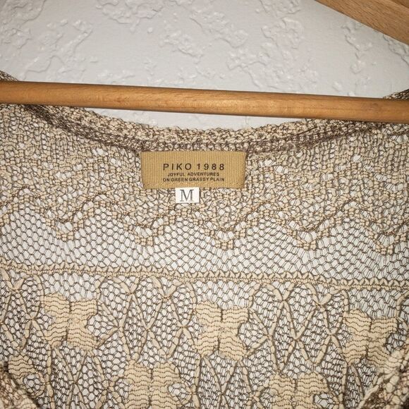 Piko 1988 Sheer Lace Mesh Raw Hemline Tank Top Size Medium - Picture 2 of 7